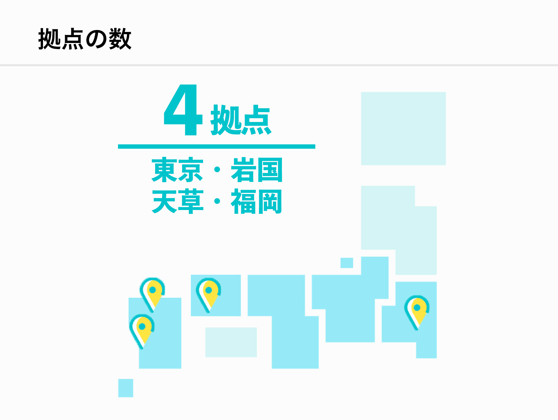 拠点数 4拠点 東京・岩国・天草・福岡